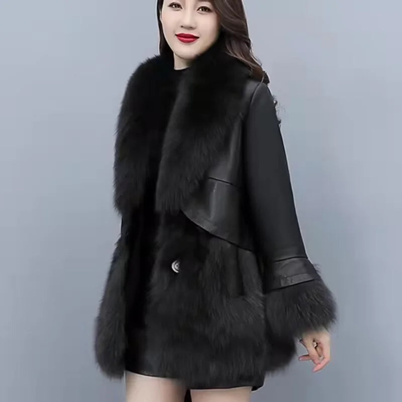 Long-Sleeve Faux Leather Jacket | OWNLUXE