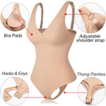 Load image into Gallery viewer, Deep V Shapewear Bodysuit with Built‑In Bra &amp; Thong
