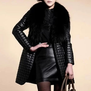 Women’s Winter Faux Leather Fur Long Sleeve Coat Jacket – Casual Streetwear Outerwear