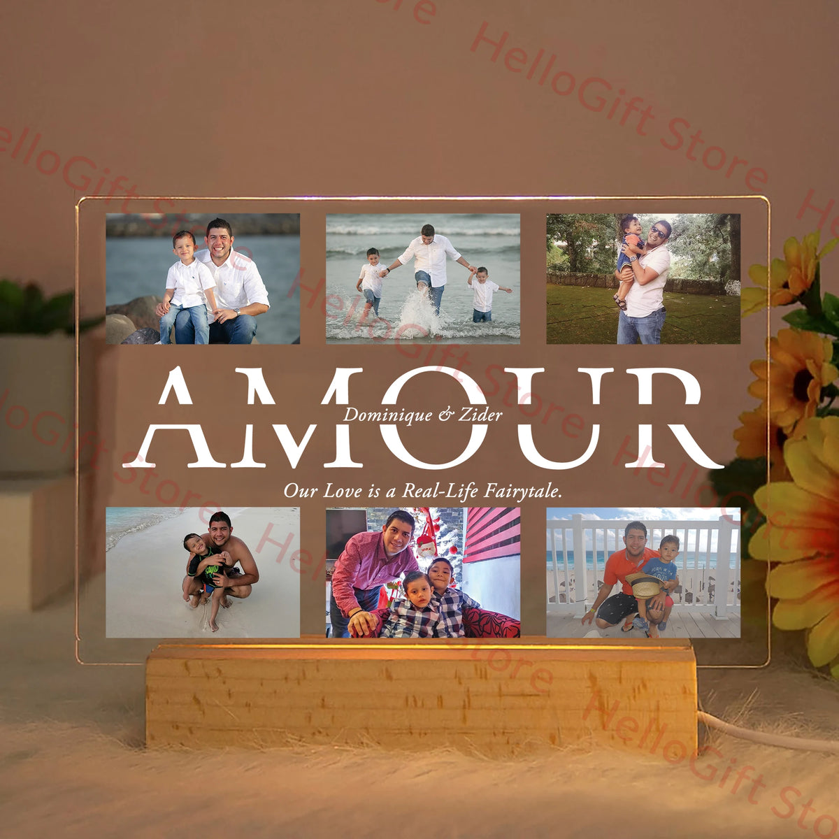 Custom Acrylic Lamp Personalized Photo Text Bedroom | OWNLUXE