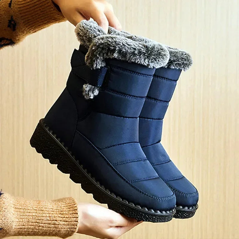 Women's Waterproof Mid-Calf Winter Boots with Plush Lining