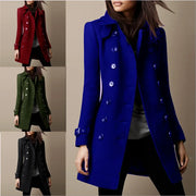 Autumn Winter Woolen Coat Women Casual Fashion Double Breasted Long Sleeve | OWNLUXE