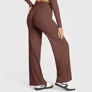 Women's Straight Leg Yoga Pants - Ultra Soft Mid-Waist Sports Trousers