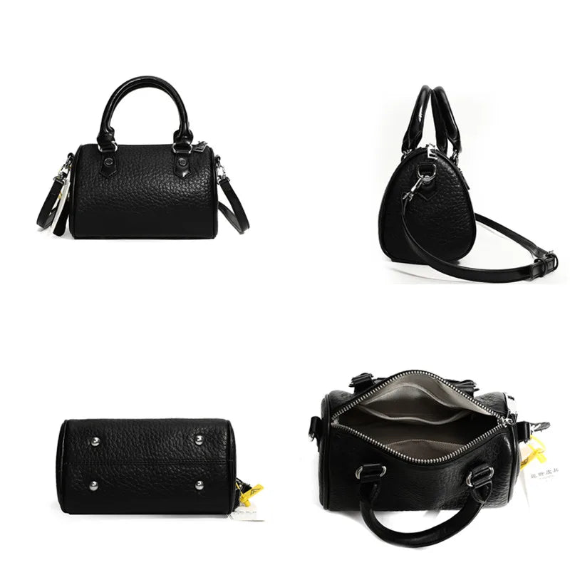 Soft Cow Leather Tote Bag with Zipper Closure