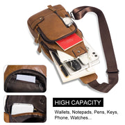Men's Genuine Leather USB Chest Bag - Crossbody Messenger with USB Port | OWNLUXE