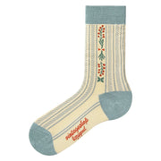 1 Pair Women Socks Spring Autumn Retro Style Men Couple Cotton Socks Flower Stripe Plaid Pattern Solid Colorful Socks EUR 37-43
