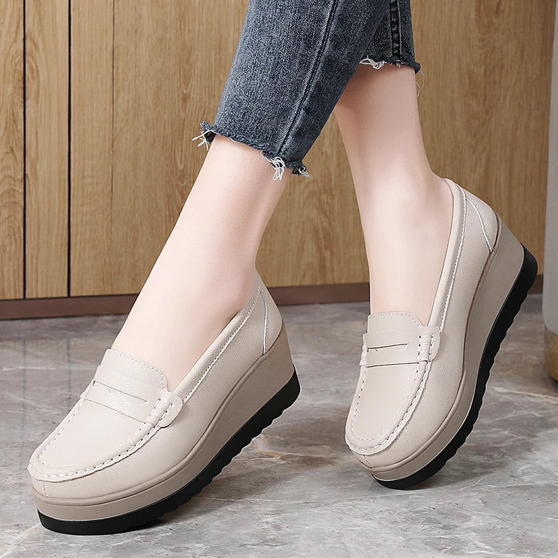 Women's Suede Platform Loafers - Slip-on Flats | OWNLUXE