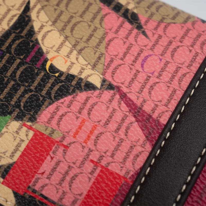 CH Letter Printed Premium PU Leather Shoulder Bag | OWNLUXE