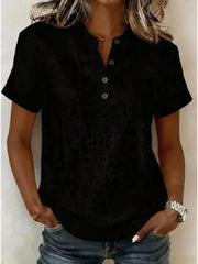 Short-Sleeve Linen Blouse | OWNLUXE