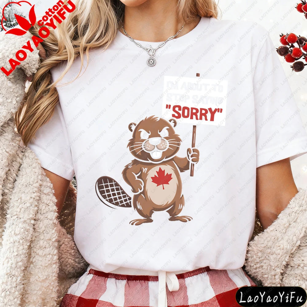 Women's Funny Canadian Protest T-Shirt | Beaver Maple Leaf Tee | OWNLUXE