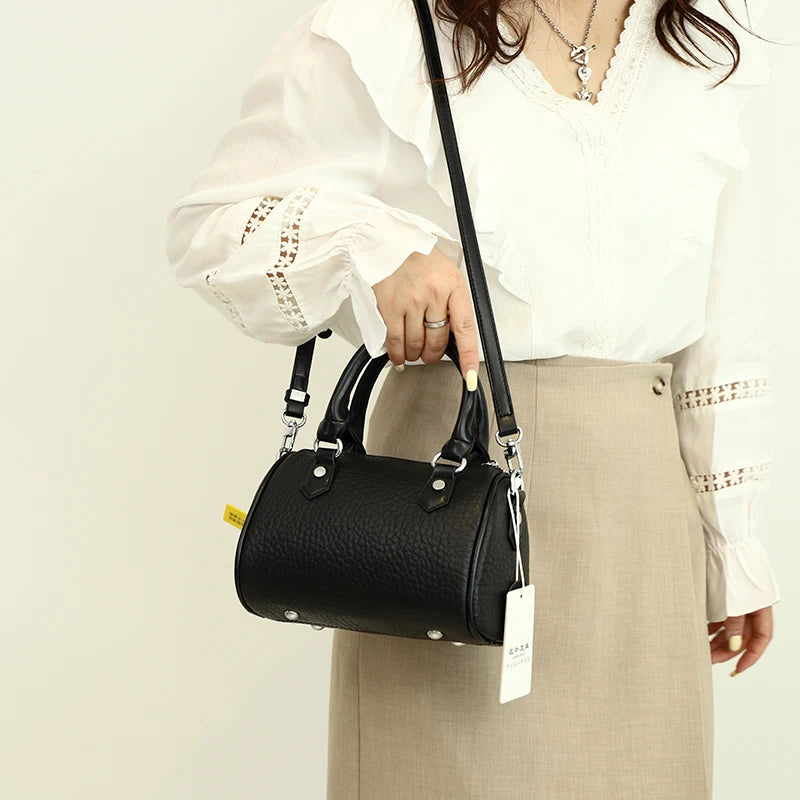 Soft Cow Leather Tote Bag with Zipper Closure