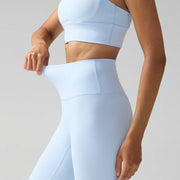 Women's High Waist Leggings (Fog Blue) | OWNLUXE