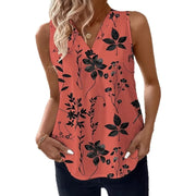 Floral Sleeveless V-Neck Top – Lightweight Knit Essential