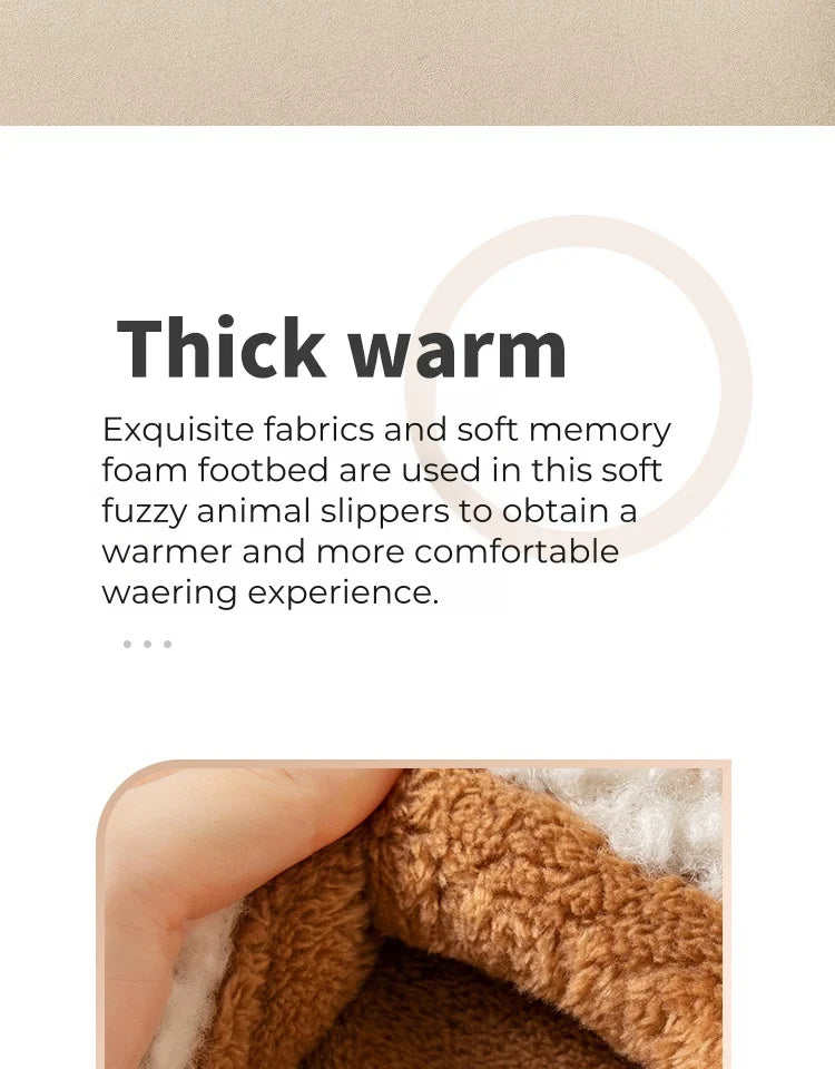 Cute Bear Fluffy Slippers – Warm Plush House Shoes