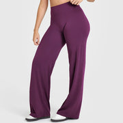 Women's Straight Leg Yoga Pants - Ultra Soft Mid-Waist Sports Trousers