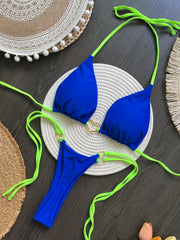 Halter Thong Solid Bikini Set | OWNLUXE