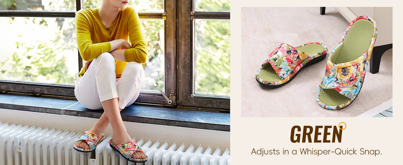 Waffle Cotton Indoor Slippers for Women with Arch Support