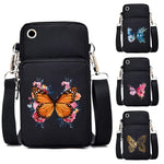 Load image into Gallery viewer, New Butterfly Mobile Phone Bag Women Messenger Bag Hanging Neck Purse Vertical Handbag Watercolor Butterfly Small Crossbody Bag
