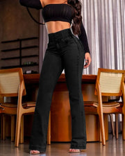 Women's High Waist Denim Slim Fit Pants | OWNLUXE
