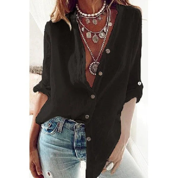 Women’s Stretch Button-Down Shirt – Relaxed Broadcloth Fit