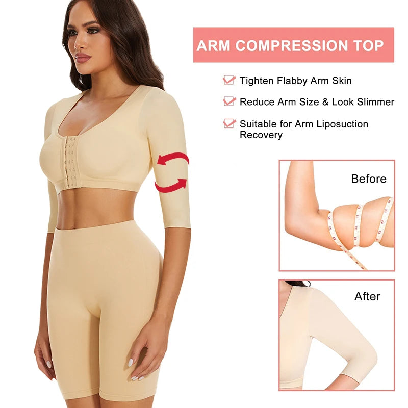 Arm Shaper Compression Top with Posture Corrector & Front Closure | OWNLUXE
