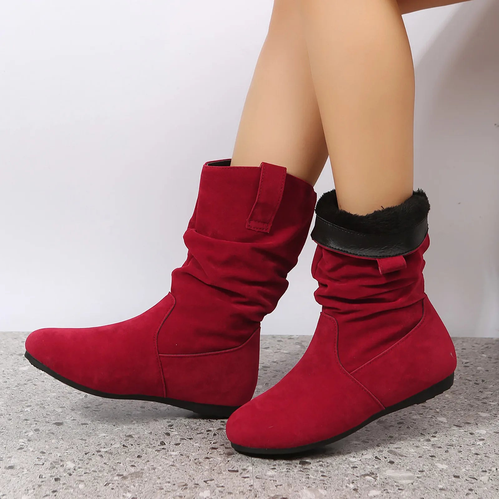 Sexy Animal Print Motorcycle Boots – Canvas Ankle Boots with Spike Heels & Fur