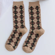1 Pair Women Socks Spring Autumn Retro Style Men Couple Cotton Socks Flower Stripe Plaid Pattern Solid Colorful Socks EUR 37-43