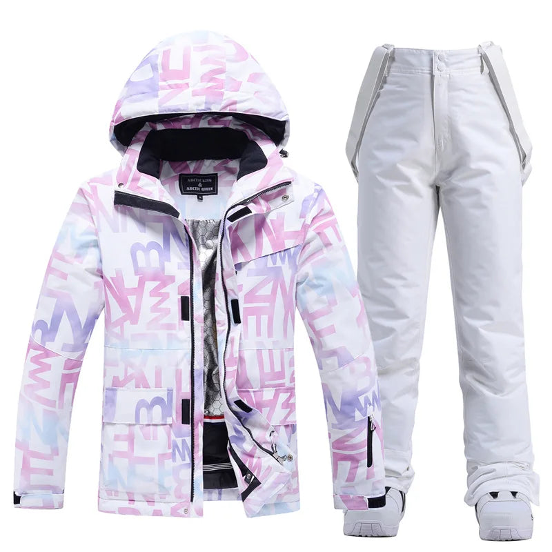 Women’s Thick Warm Ski Suit Set – Waterproof Winter Gear