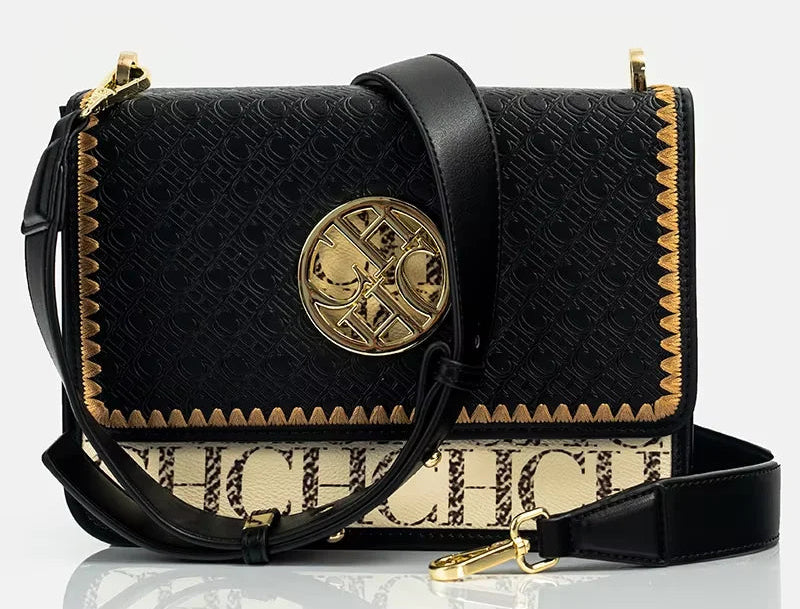 Letter Embossed Shoulder Bag - Luxury Party Handbag