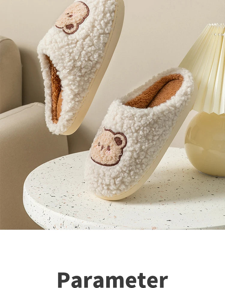 Cute Bear Fluffy Slippers – Warm Plush House Shoes