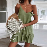 Off-Shoulder Mini Ruffle Dress | OWNLUXE