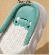 Four Seasons Linen House Slippers with Cute Cartoon Design
