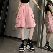 High-Waist Cargo Wide-Leg Pocket Shorts | OWNLUXE