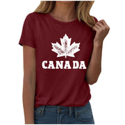 Canada Day Print T-Shirt Round Neck Short Sleeve | OWNLUXE