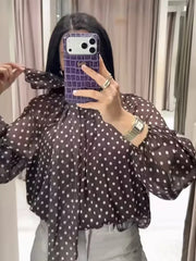 Polka Dot Long-Sleeve Blouse | OWNLUXE