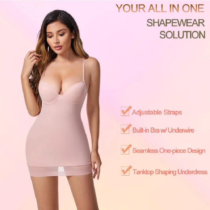Slimming Shapewear Slip Dress Body Shaper with Cups