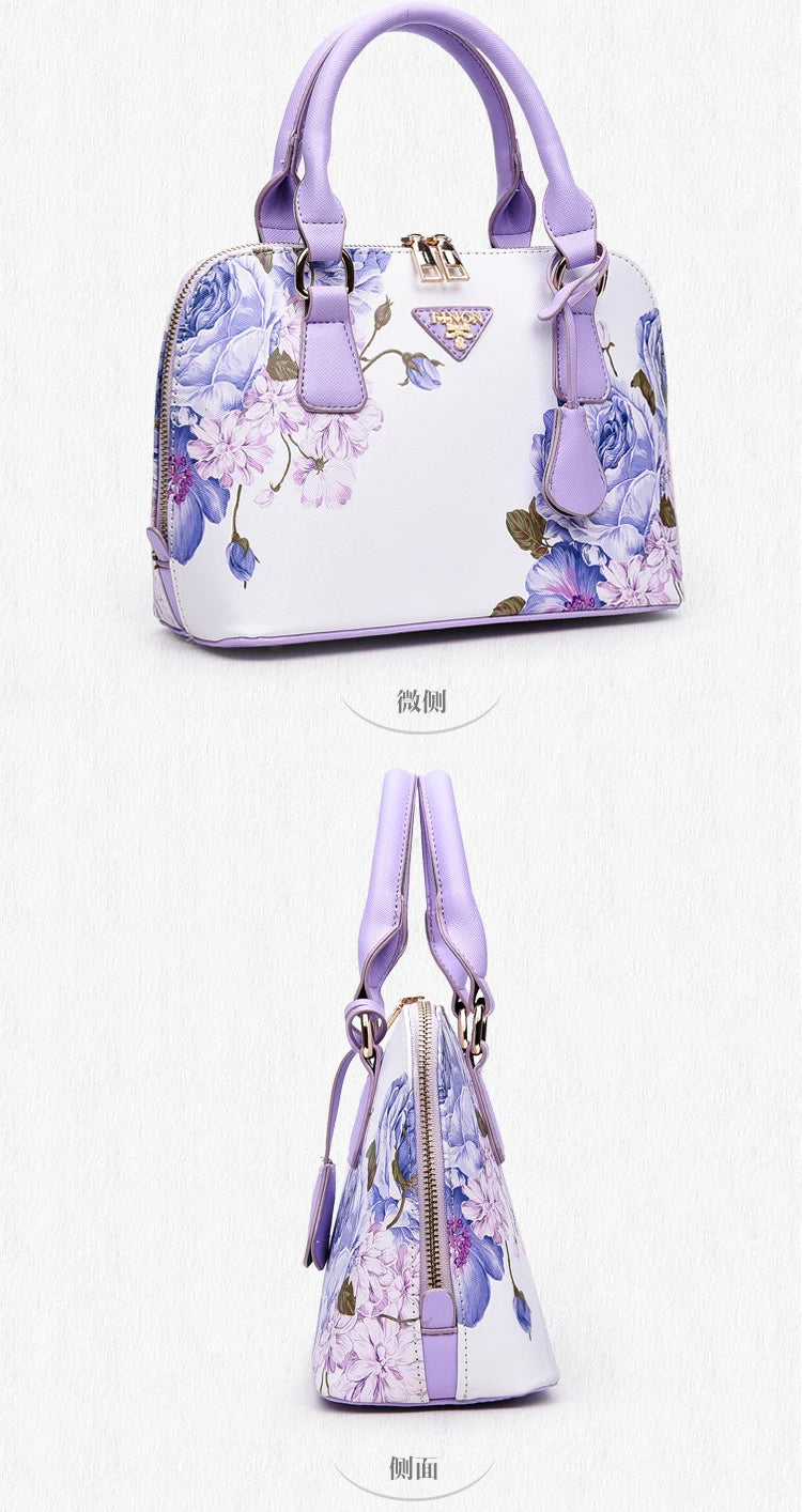 Fashion Elegant Shell Bag – Women's Flower Printing Tote Shoulder Crossbody