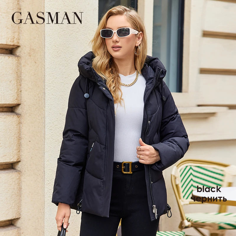 Women's Hooded Puffer Jacket (Black) | OWNLUXE