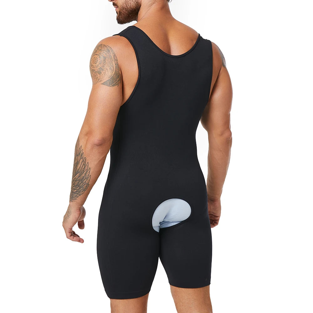 Seamless Men’s Full Body Shaper Bodysuit for Tummy Control