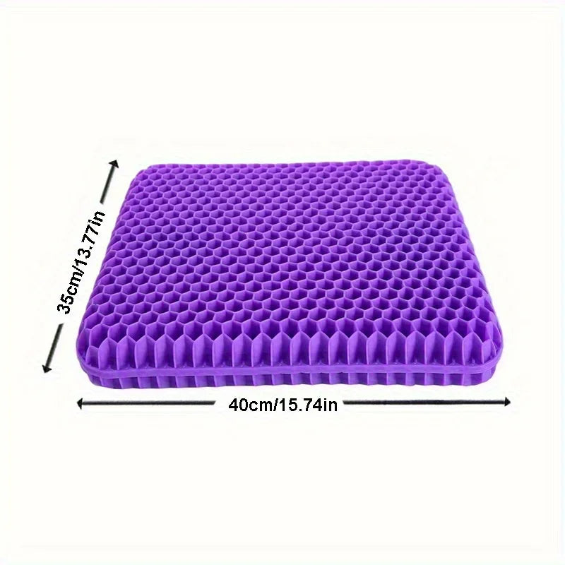 Breathable Gel Seat Cushion - 100% Honeycomb TPR with Protective Cover for Office, Car & Wheelchair