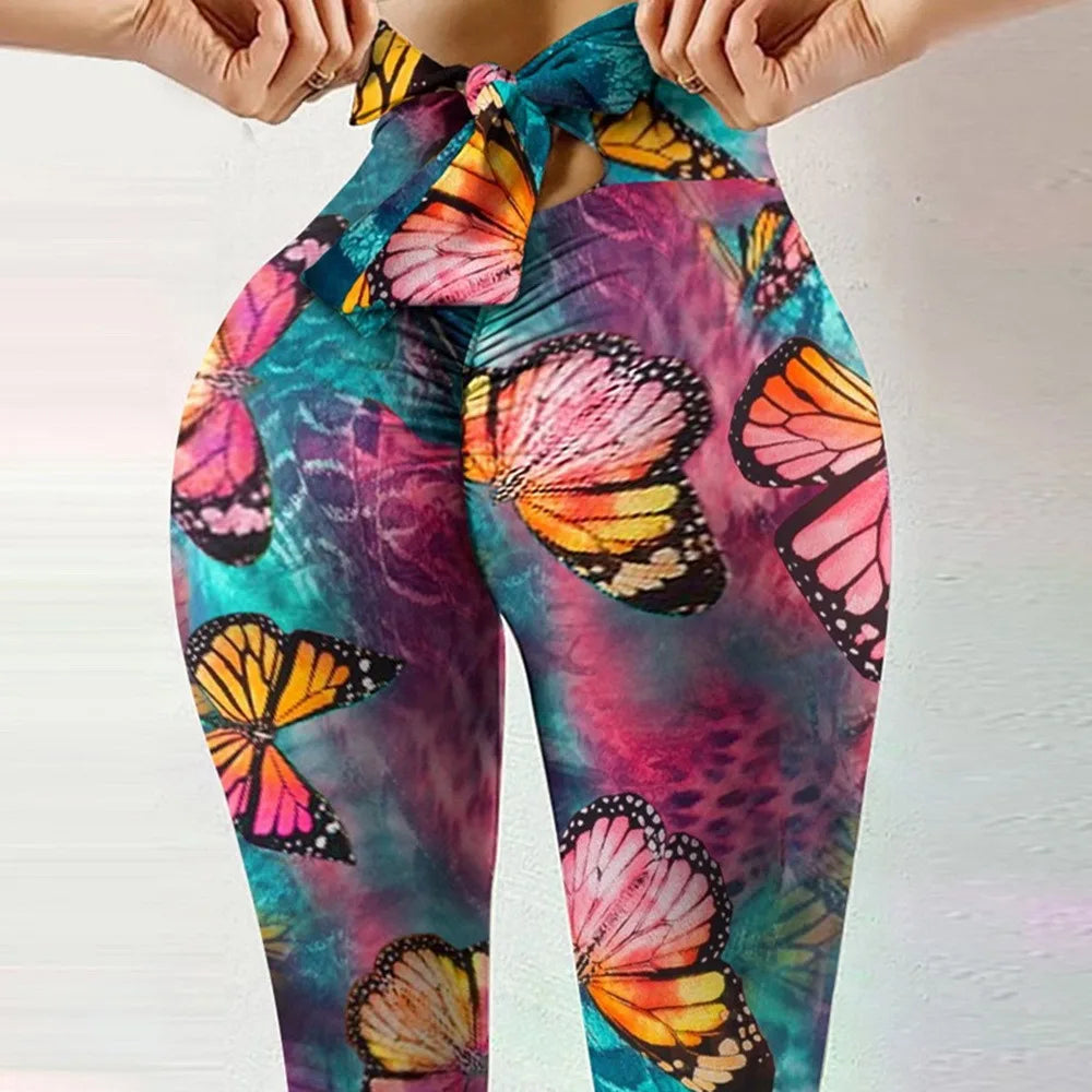 Peach Hip Yoga Leggings – Bow Detail Fitness