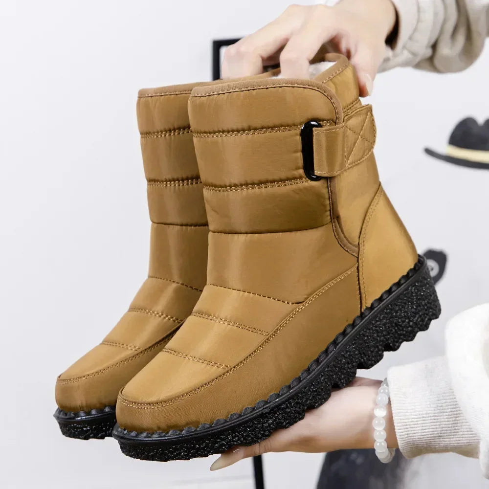 Women's Waterproof Mid-Calf Winter Boots with Plush Lining