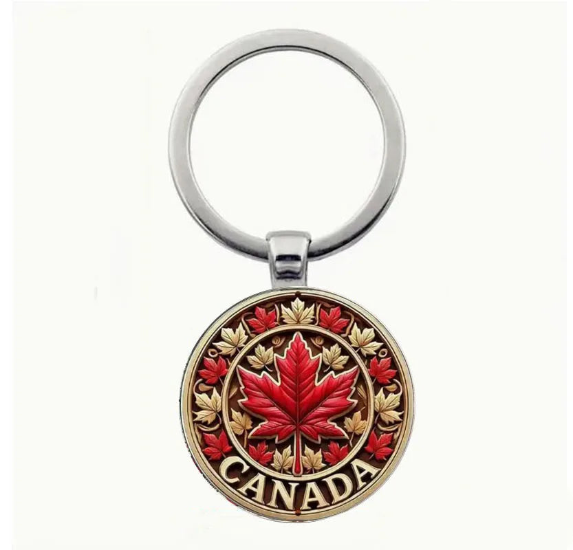 Retro Red Maple Leaf Keychain – Canadian Pride Bag Charm & Car Pendant