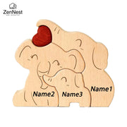 Elephant Family Wooden Art Puzzle DIY Cute Family Member | OWNLUXE