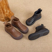Women's Round Toe Leather Retro Boots – Shop at OWNLUXE