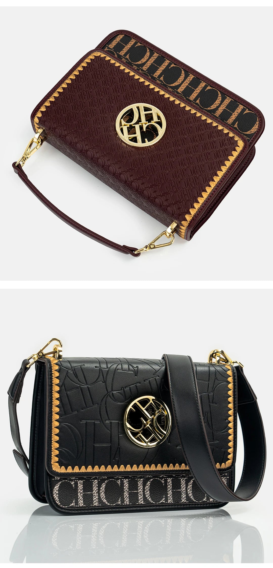 Letter Embossed Shoulder Bag - Luxury Party Handbag