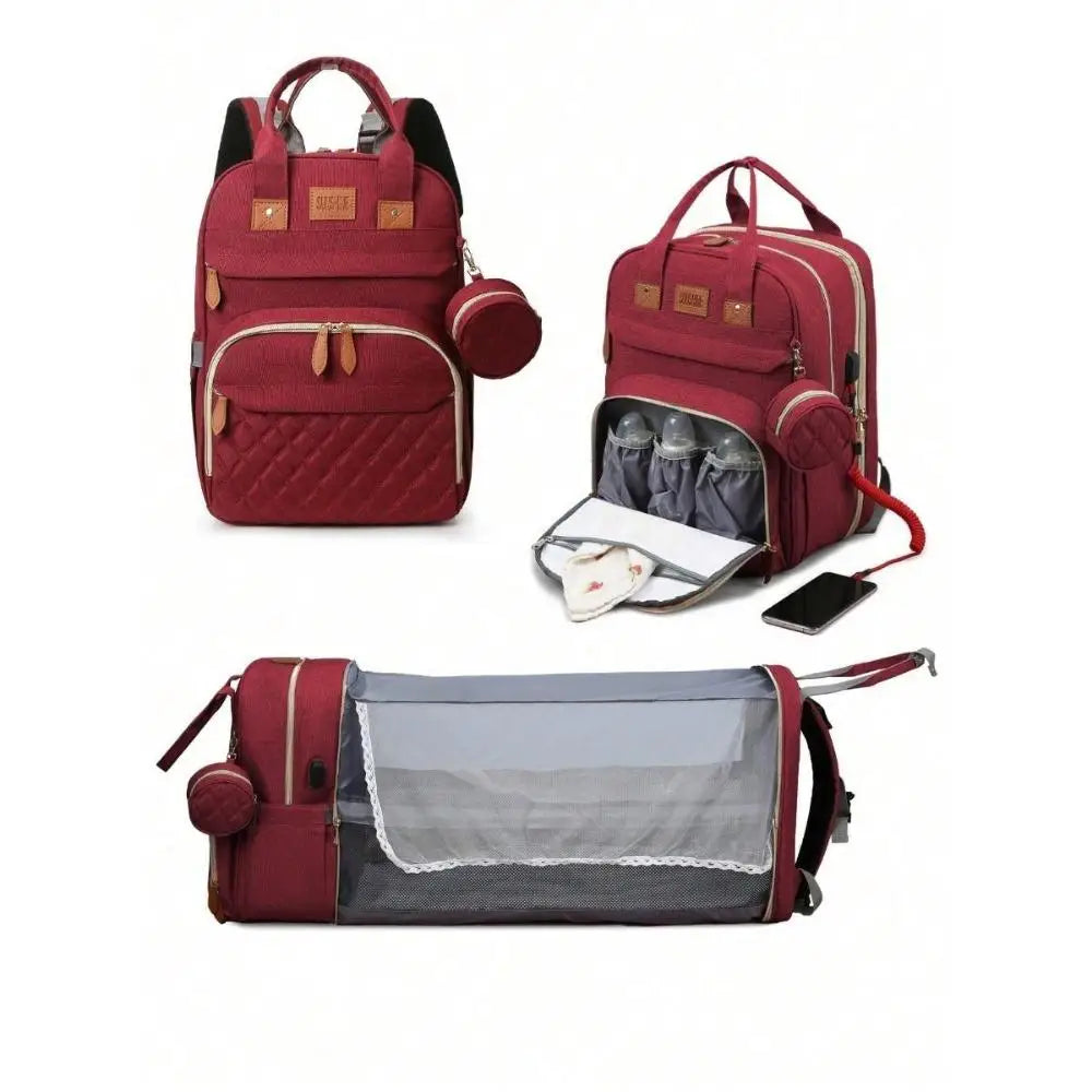 3-in-1 Diaper Bag Backpack with Foldable Baby Bed & USB Charging | OWNLUXE