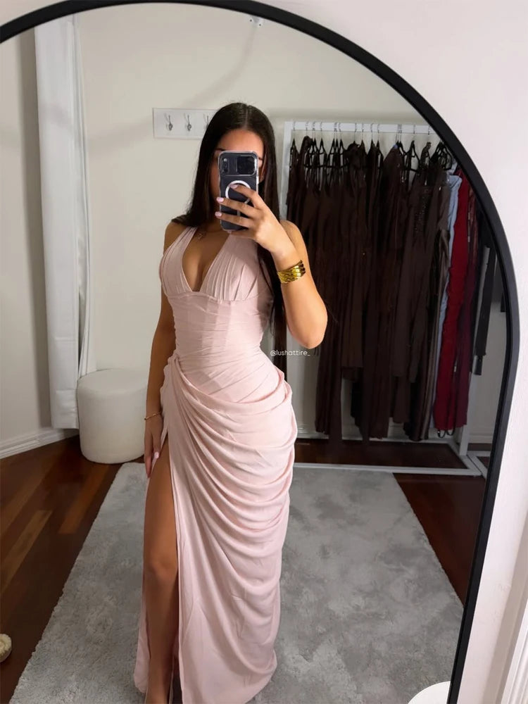 Women's Sleeveless Halter Maxi Dress | OWNLUXE