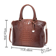 Crocodile Embossed Leather Handbag - Classic Shoulder Bag