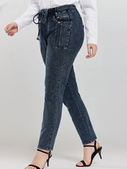 Women's Plus Size High Waist Jeans - Slim Fit Stretch Denim Pants